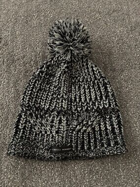 Rebecca Minkoff Black and Gray Marled Pom Beanie